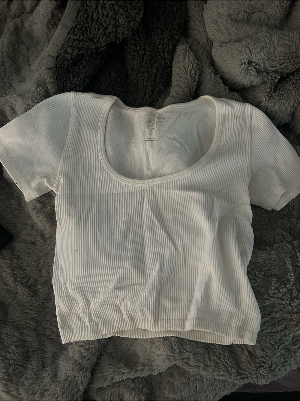 Z supply active white crop top small